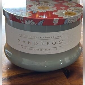Large 3-wick candle sand & fog Golden Citrus NWT